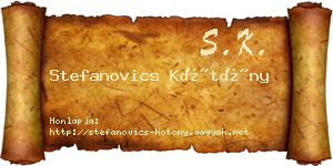 Stefanovics Kötöny névjegykártya